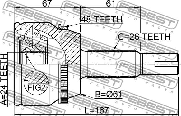 Febest 0110-ACV30A48 - Kit giunti, Semiasse autozon.pro