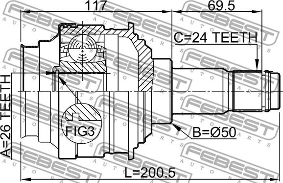 Febest 0111-MCX20LH - Kit giunti, Semiasse autozon.pro