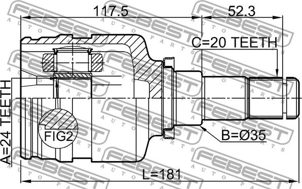 Febest 0111-NDE180RH - Kit giunti, Semiasse autozon.pro