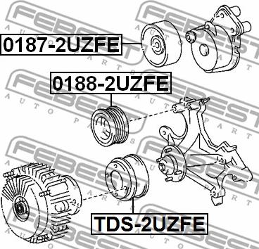 Febest 0187-2UZFE - Galoppino / Guidacinghia, Cinghia Poly-V autozon.pro