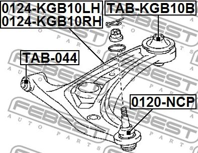 Febest 0124-KGB10LH - Braccio oscillante, Sospensione ruota autozon.pro