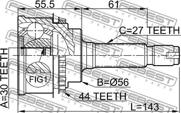 Febest 0810-028A44 - Kit giunti, Semiasse autozon.pro