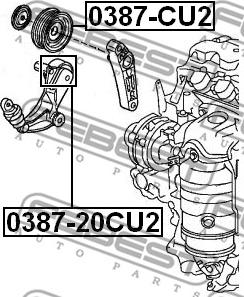 Febest 0387-CU2 - Galoppino / Guidacinghia, Cinghia Poly-V autozon.pro