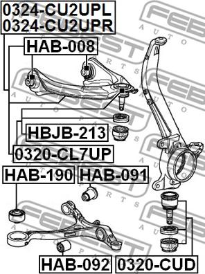 Febest 0324-CU2UPL - Braccio oscillante, Sospensione ruota autozon.pro