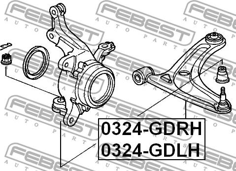 Febest 0324-GDLH - Braccio oscillante, Sospensione ruota autozon.pro