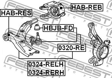 Febest 0324-RERH - Braccio oscillante, Sospensione ruota autozon.pro