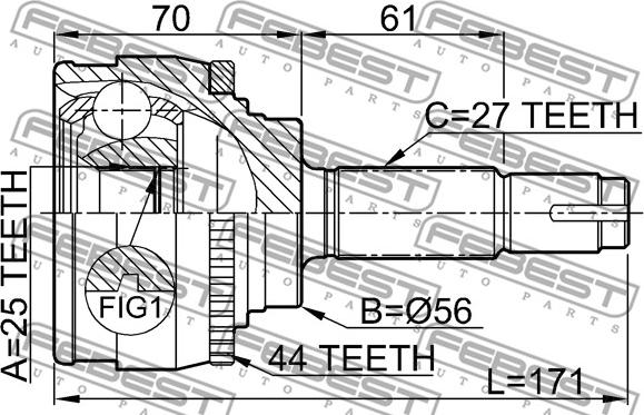 Febest 0210-016A44 - Kit giunti, Semiasse autozon.pro