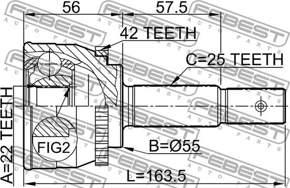 Febest 0210-013A42 - Kit giunti, Semiasse autozon.pro