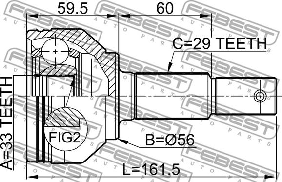 Febest 0210-J1016 - Kit giunti, Semiasse autozon.pro