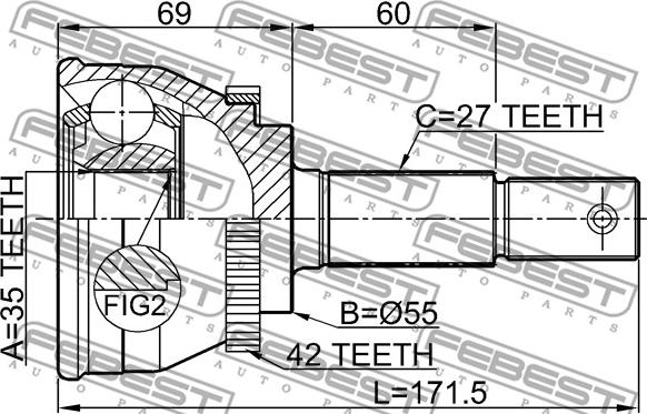 Febest 0210-N16MTA42 - Kit giunti, Semiasse autozon.pro