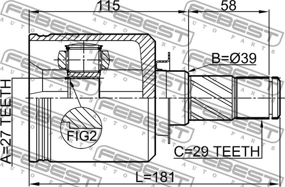 Febest 0211-J32LH - Kit giunti, Semiasse autozon.pro