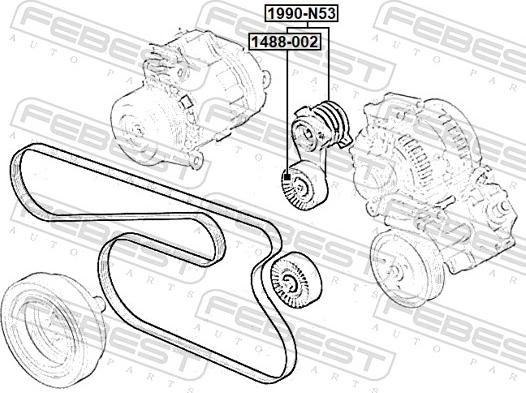 Febest 1990-N53 - Tendicinghia, Cinghia Poly-V autozon.pro