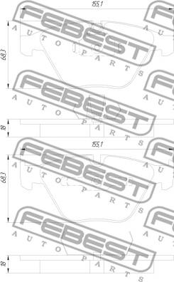 Febest 1901-E90F - Kit pastiglie freno, Freno a disco autozon.pro