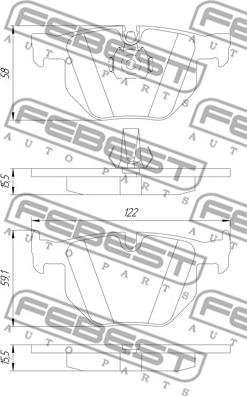 Febest 1901-E60R - Kit pastiglie freno, Freno a disco autozon.pro