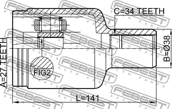 Febest 1611-221FLH - Kit giunti, Semiasse autozon.pro