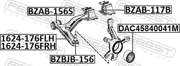 Febest 1624-176FRH - Braccio oscillante, Sospensione ruota autozon.pro