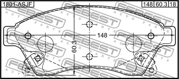 Febest 1801-ASJF - Kit pastiglie freno, Freno a disco autozon.pro