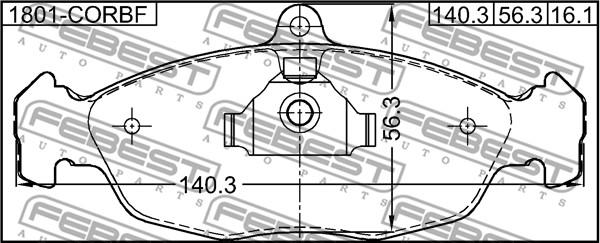 Febest 1801-CORBF - Kit pastiglie freno, Freno a disco autozon.pro