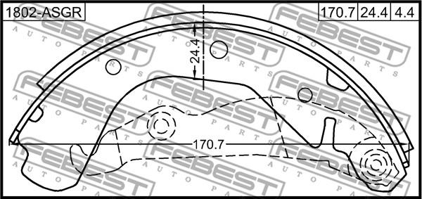 Febest 1802-ASGR - Ganascia freno autozon.pro