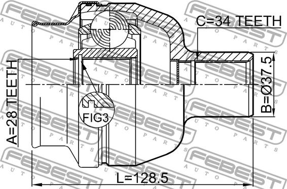 Febest 1811-Z19DRH - Kit giunti, Semiasse autozon.pro