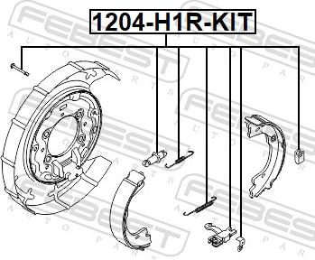 Febest 1204-H1R-KIT - Kit accessori, Ganasce freno stazionamento autozon.pro