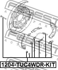 Febest 1204-TUC4WDR-KIT - Kit accessori, Ganasce freno stazionamento autozon.pro