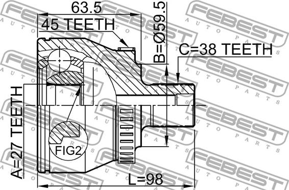 Febest 1710-011A45 - Kit giunti, Semiasse autozon.pro