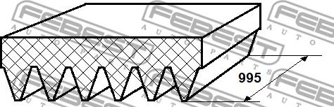 Febest 88128-6L995 - Cinghia Poly-V autozon.pro