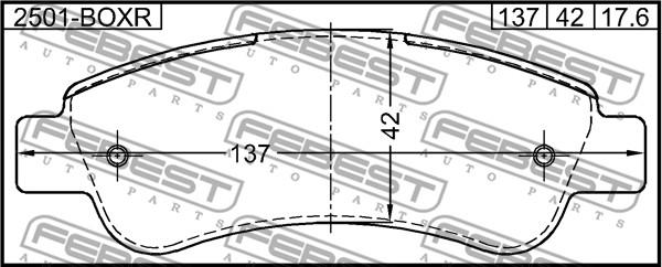 Febest 2501-BOXR - Kit pastiglie freno, Freno a disco autozon.pro