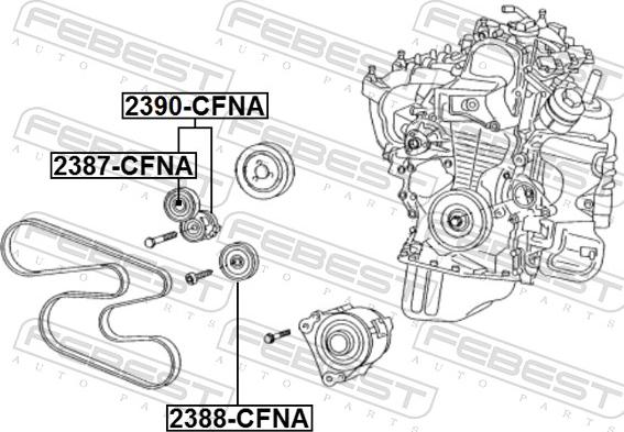 Febest 2390-CFNA - Tendicinghia, Cinghia Poly-V autozon.pro