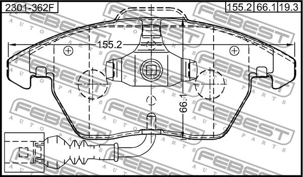 Febest 2301-362F - Kit pastiglie freno, Freno a disco autozon.pro