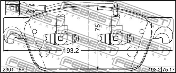 Febest 2301-T6F - Kit pastiglie freno, Freno a disco autozon.pro