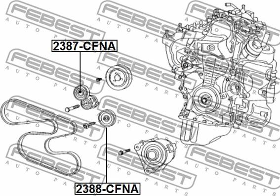 Febest 2387-CFNA - Galoppino / Guidacinghia, Cinghia Poly-V autozon.pro