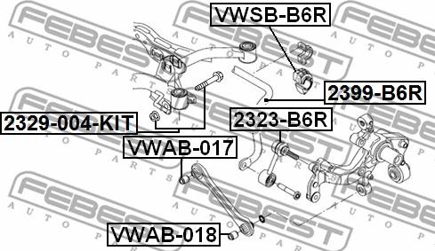 Febest VWSB-B6R - Bronzina cuscinetto, Barra stabilizzatrice autozon.pro