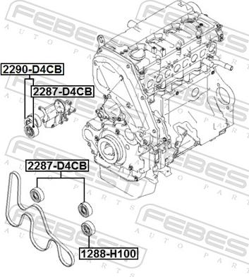 Febest 2290-D4CB - Tendicinghia, Cinghia Poly-V autozon.pro