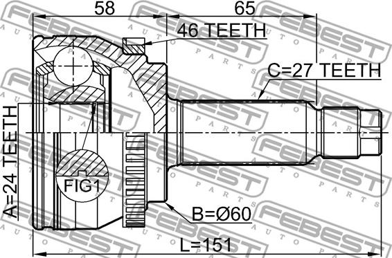 Febest 2210-SOUA46 - Kit giunti, Semiasse autozon.pro