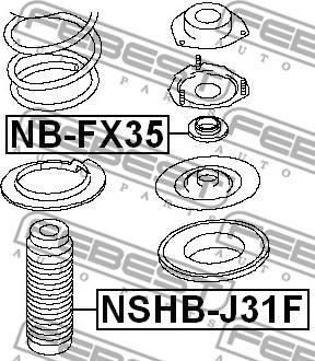 Febest NB-FX35 - Cuscinetto volvente, Supporto ammortizz. a molla autozon.pro