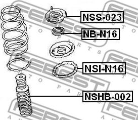 Febest NB-N16 - Cuscinetto volvente, Supporto ammortizz. a molla autozon.pro