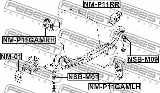 Febest NM-P11GAMLH - Sospensione, Motore autozon.pro