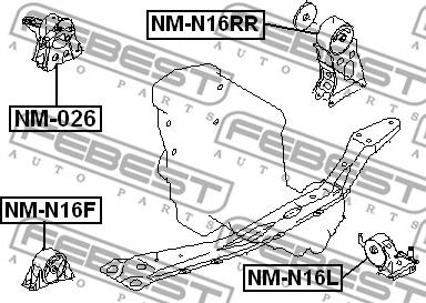 Febest NM-026 - Sospensione, Motore autozon.pro