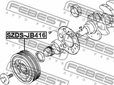 Febest SZDS-JB416 - Puleggia cinghia, Albero a gomiti autozon.pro