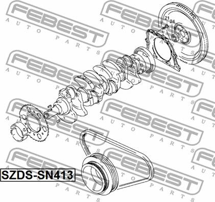 Febest SZDS-SN413 - Puleggia cinghia, Albero a gomiti autozon.pro