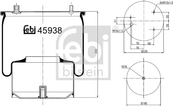 Febi Bilstein 45938 - Soffietto, Sospensione pneumatica autozon.pro