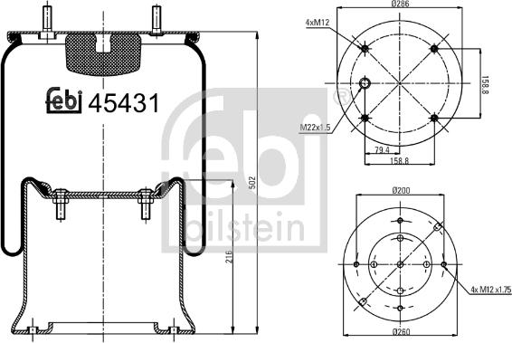 Febi Bilstein 45431 - Soffietto, Sospensione pneumatica autozon.pro