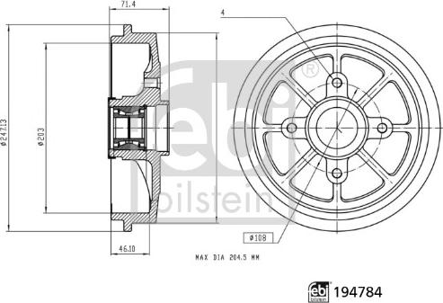 Febi Bilstein 194784 - Tamburo freno autozon.pro