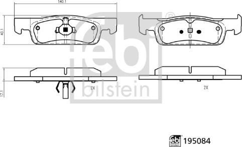 Febi Bilstein 195084 - Kit pastiglie freno, Freno a disco autozon.pro