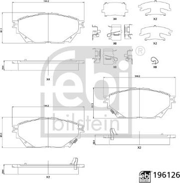 Febi Bilstein 196126 - Kit pastiglie freno, Freno a disco autozon.pro