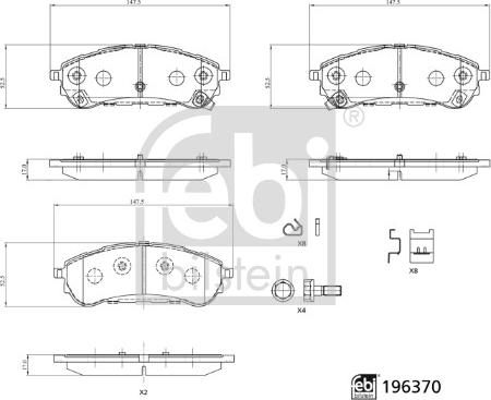 Febi Bilstein 196370 - Kit pastiglie freno, Freno a disco autozon.pro