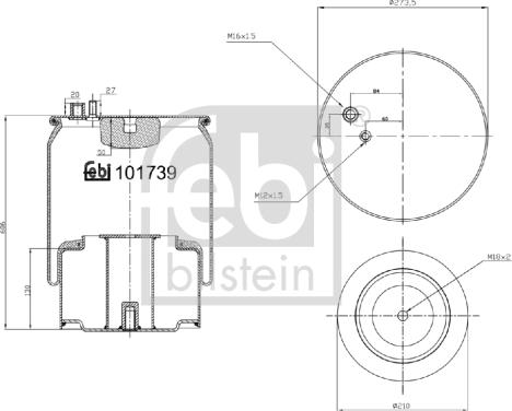 Febi Bilstein 101739 - Soffietto, Sospensione pneumatica autozon.pro