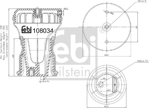 Febi Bilstein 108034 - Soffietto, Sospensione pneumatica autozon.pro